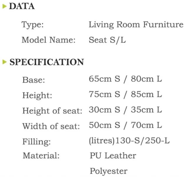 Babzsák Seat L TiaHome - Türkiz