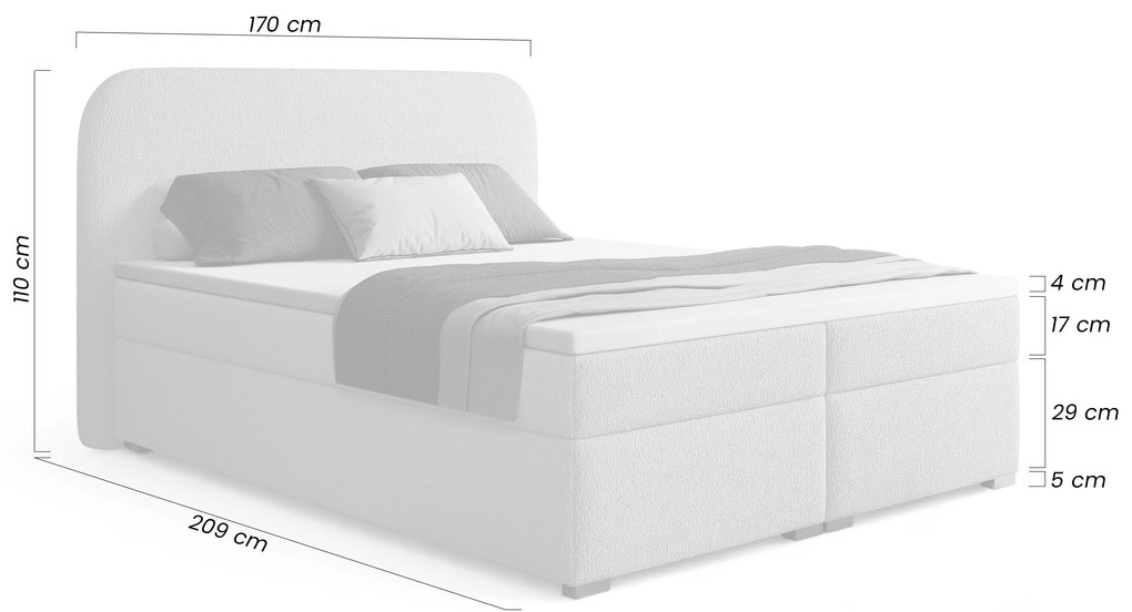 Eleris kontinentális ágy 160x200 tárolóval - bézs bouclé Quelle 05