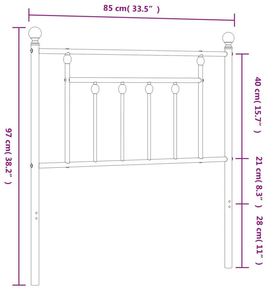 fehér fém fejtámla 80 cm