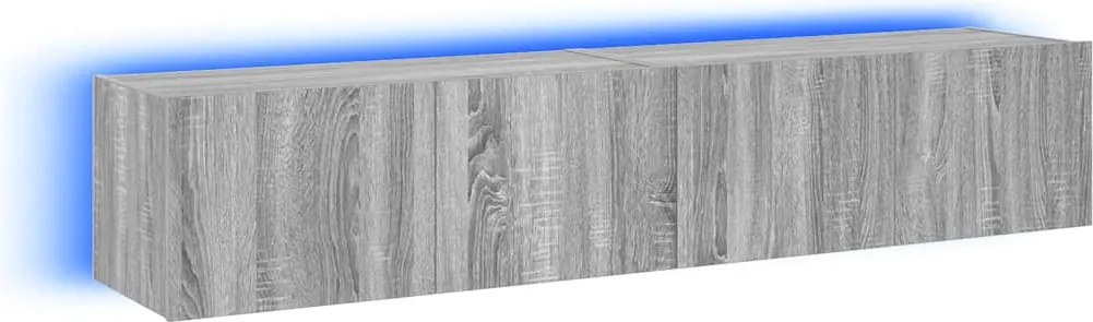vidaXL 2 db szürke sonoma fali TV-szekrény LED-ekkel 80x35x31 cm