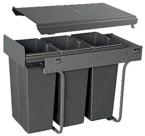 Hulladékgyűjtő GTV Practi Eco 300, szelektív, manuális működés, 300mm-es elembe, lágy záródás, 3x10l edénnyel, fedéllel