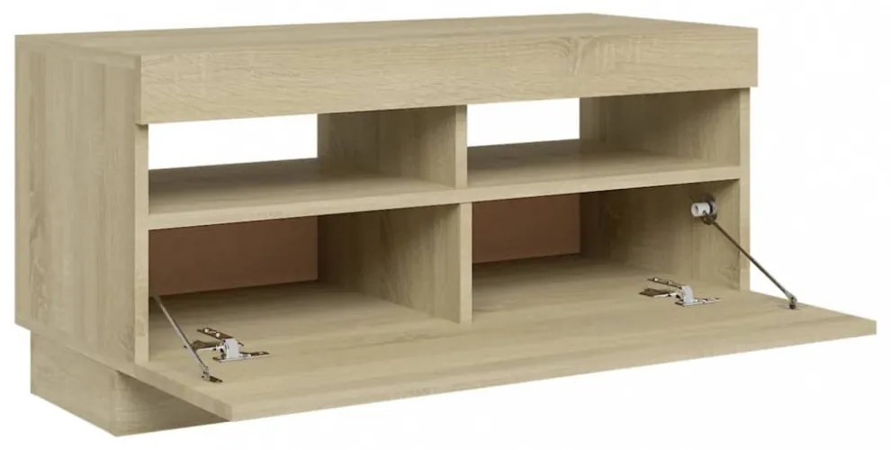 sonoma tölgy színű TV-szekrény LED-lámpákkal 80 x 35 x 40 cm
