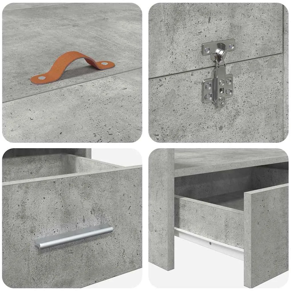 Ágykeret tárolóval fiókkal Beton szürke 200 x 200 cm Faanyag