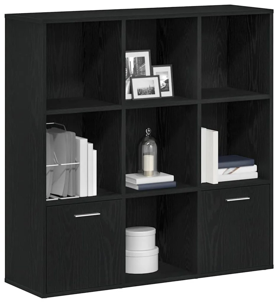 fekete tölgy színű szerelt fa könyvszekrény 98x29x97,5 cm