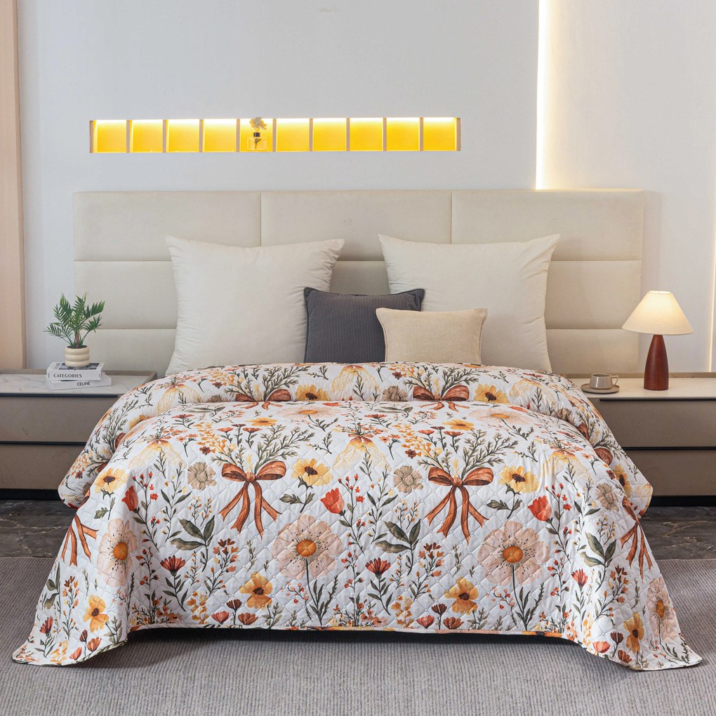 Ágytakaró FLORAL RIBBON, krémszínű Méret: 170 x 210 cm