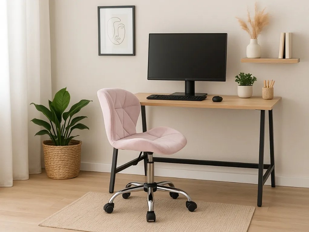 Dolgozószobai szett íróasztal TAYLOR SONOMA 100x50 cm + irodai szék AVOLA VELVET púderrózsaszín