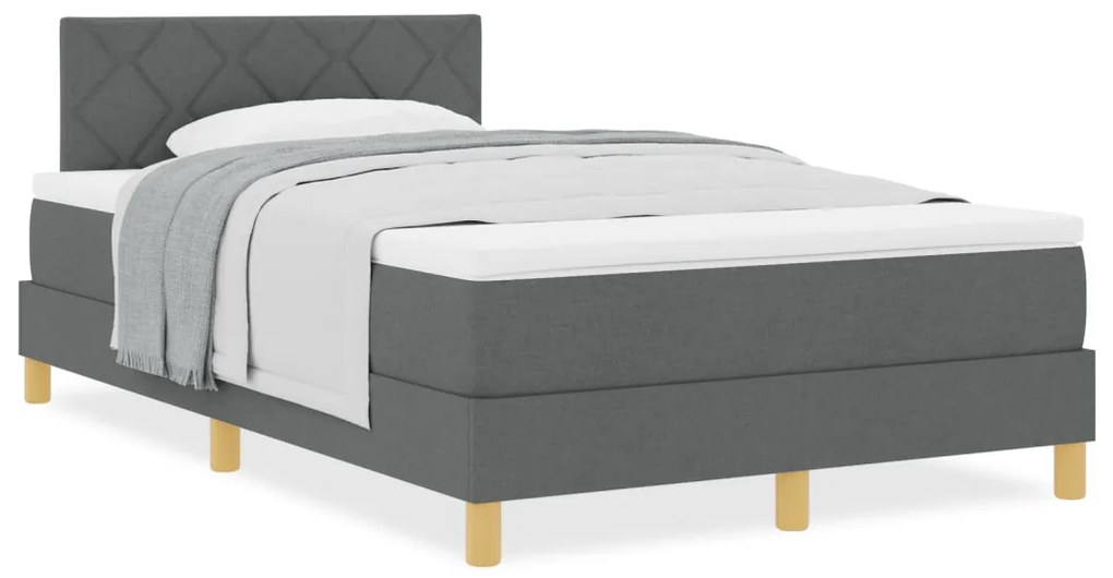 Box Spring Ágy Matraccal Sötét Szürke 120x200 cm Szövet