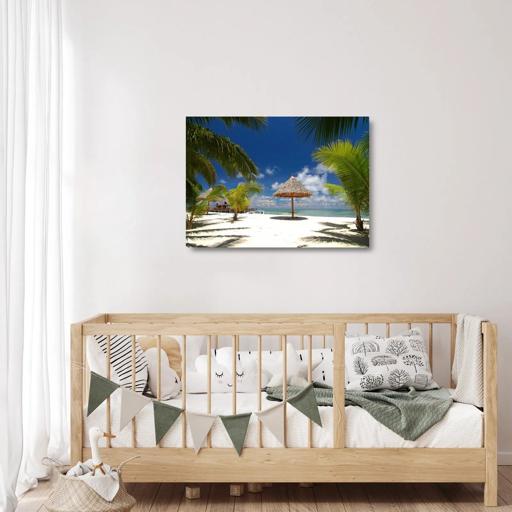 Üveg kép - Fehér homokos strand (70x50 cm)