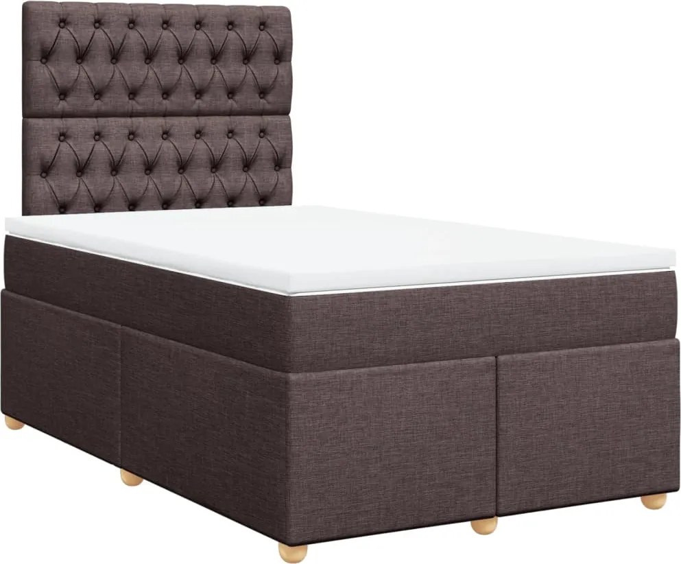 vidaXL sötétbarna szövet rugós ágy matraccal 120 x 190 cm