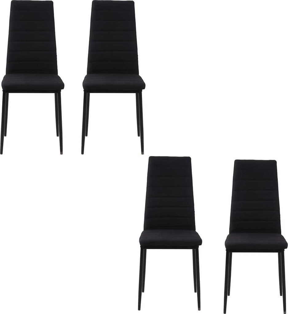 HOMCOM 4 db Kárpitozott Étkezőszék Vászon Anyagból, Magas Hátú és Fém Lábas, 120 kg Teherbírású, 41x50x97 cm, Fekete | Aosom