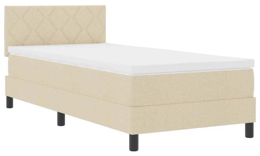 Box Spring Ágy Matraccal Krém 90x200 cm Szövet