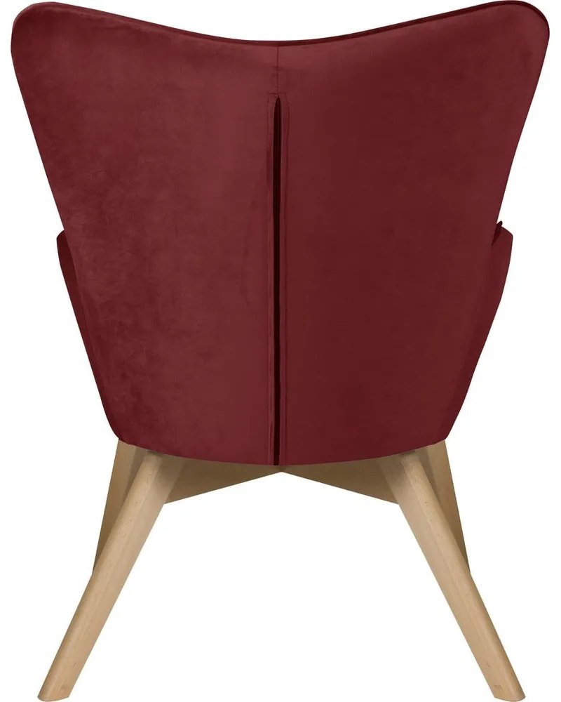 Piros bársony fotel lábtartóval Niko – Ropez