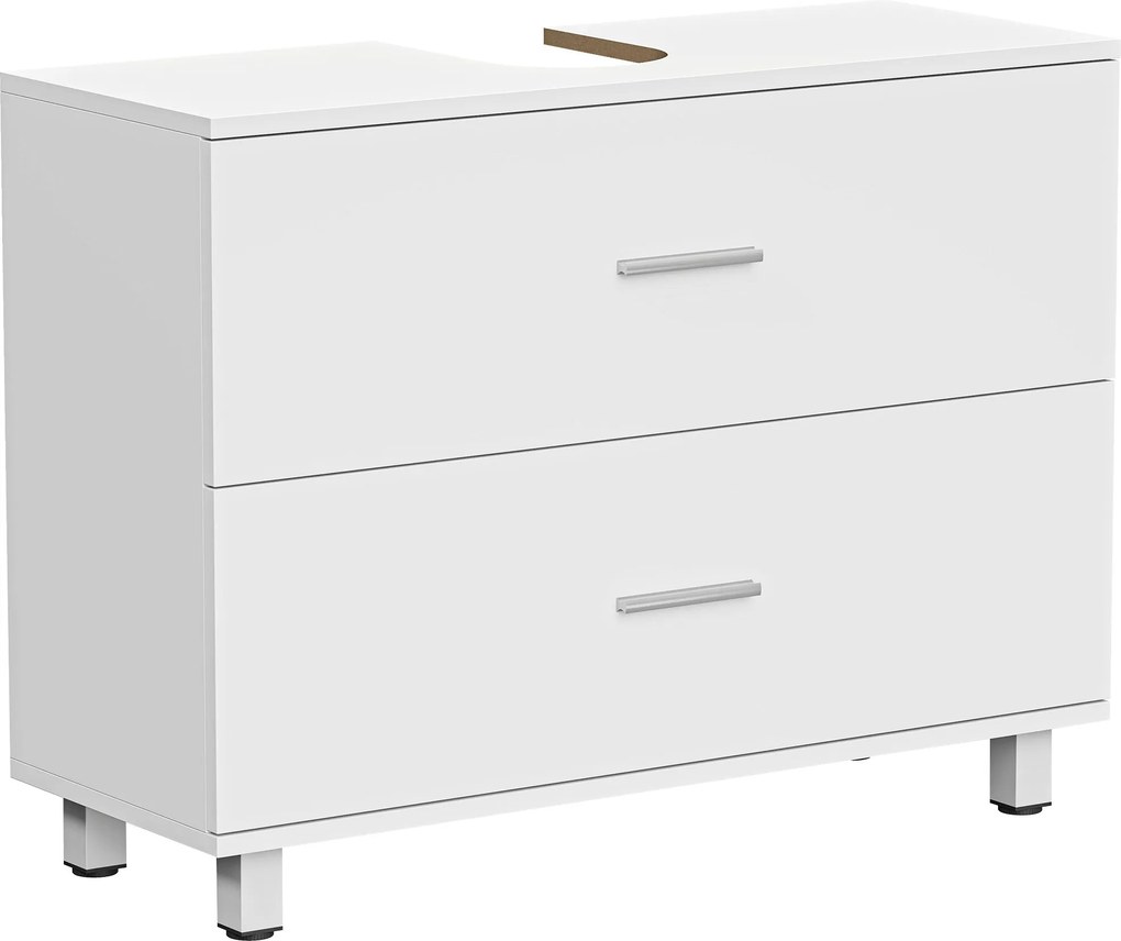 HOMCOM mosdó alatti szekrény 2 fiókkal, modern fehér, állvány nélküli mosdókhoz — 80 x 30 x 60 cm | Aosom