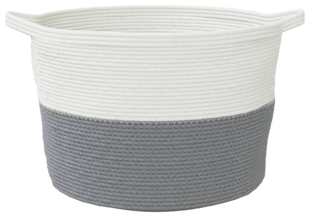 szürke-fehér pamut szennyeskosár Ø60 x 36 cm