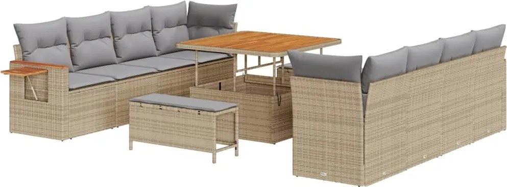 vidaXL Kerti Kanapé Szett párnával 11 pcs Beige és Világosszürke