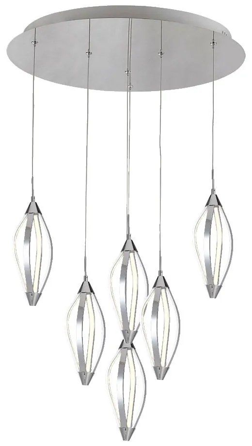 PREZENT 61305 SAKURA Többágú Függesztett Lámpa Fehér, Króm LED IP20