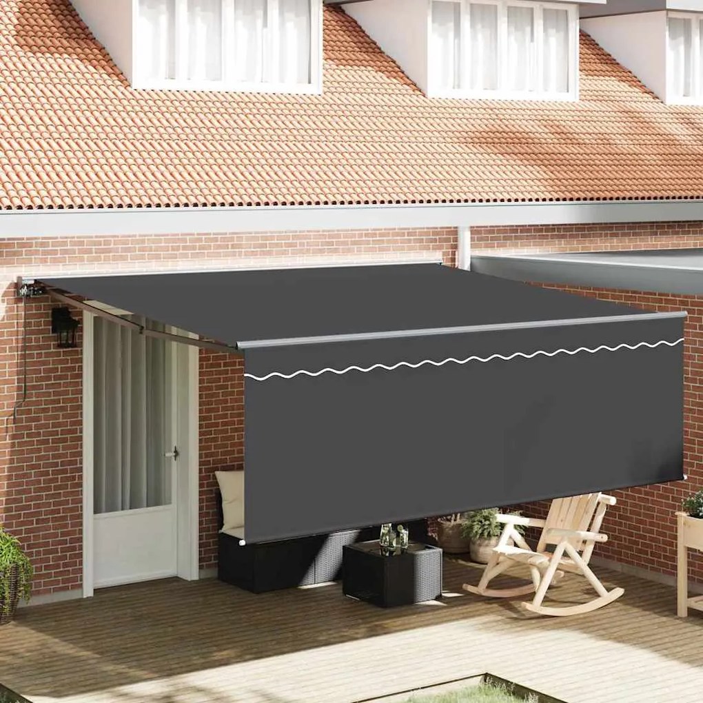 Behúzható napellenző Narancs és fehér 350x250 cm szövet