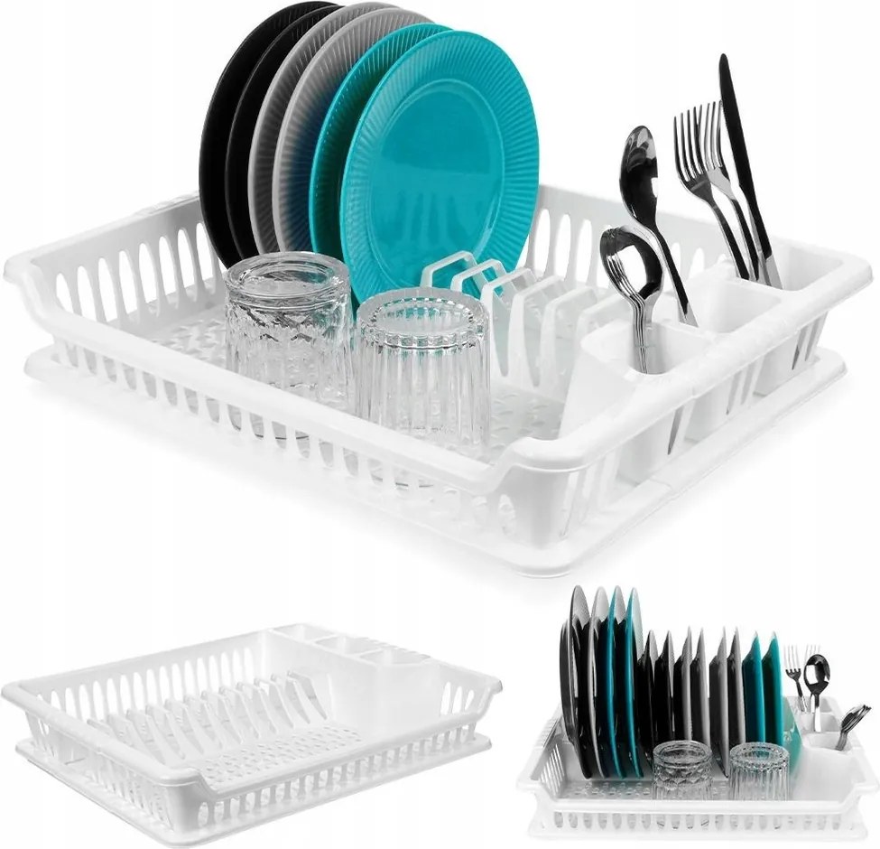 Csepegtető Edényszárító Evőeszköz Tányér Álló Műanyag 46x37 cm