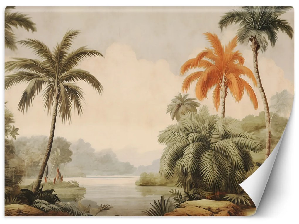 Gario Fotótapéta Trópusi pálmafák a folyó mellett Anyag: Vlies, Méret: 300 x 210 cm
