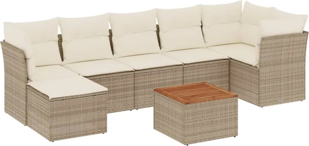 vidaXL 8 részes bézs polyrattan kerti ülőgarnitúra párnával