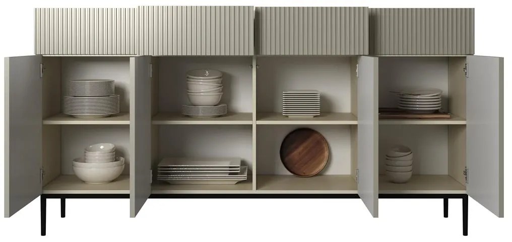 Nicole fiókos komód 200 cm - kasmír / fekete lábak