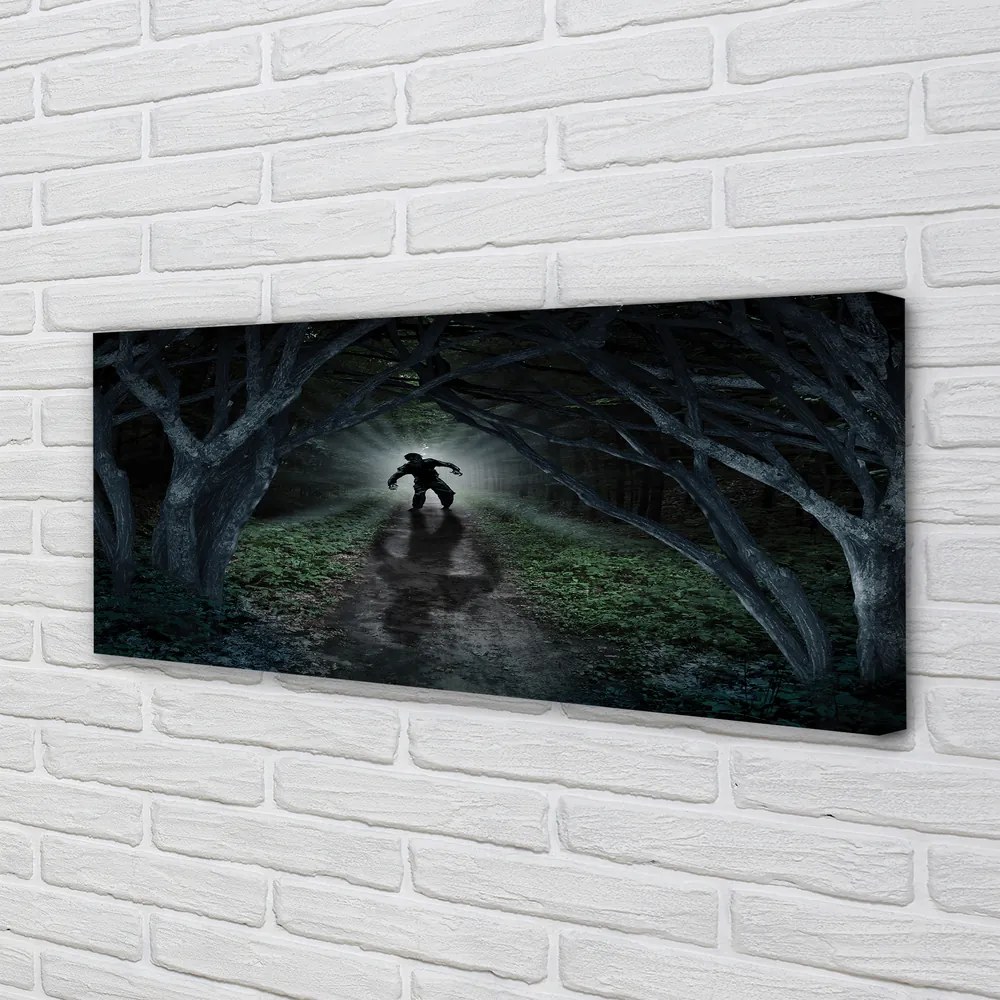 Canvas képek Sötét erdő fa forma 125x50 cm