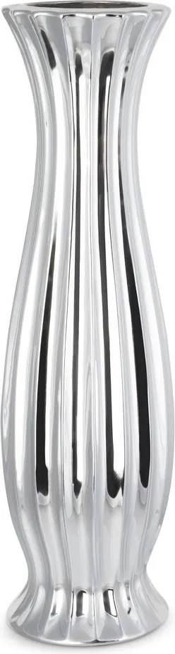 Dekorációs váza 17X58 ezüst dolomitból, dombornyomott mintával