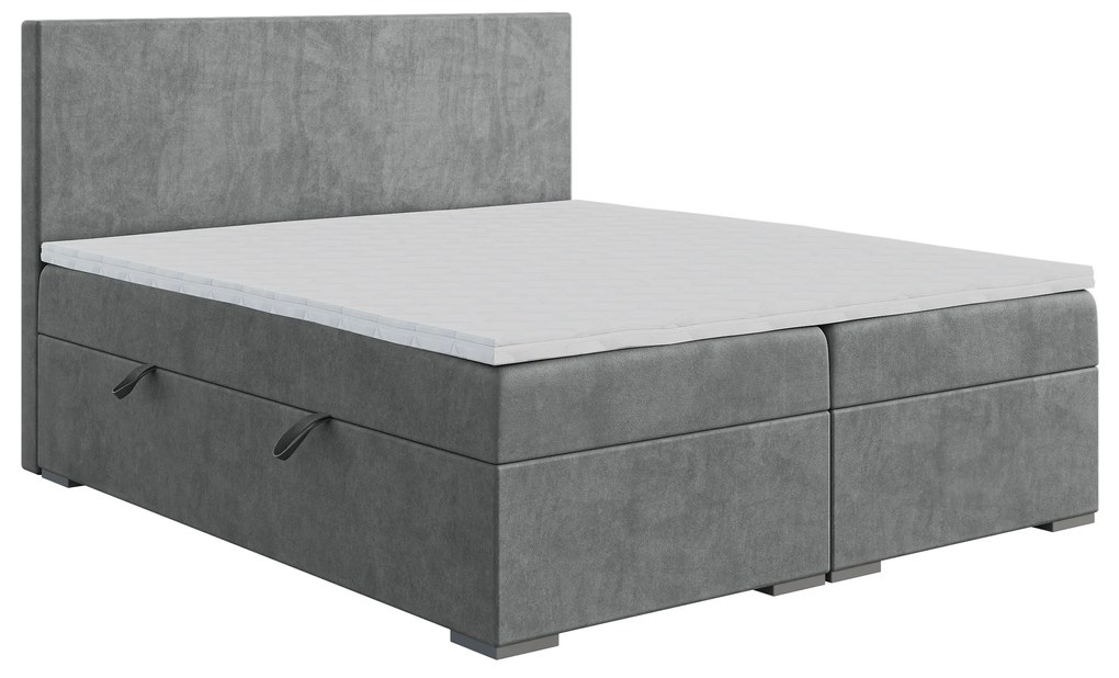 Franciaágy Boxspring 180 cm Lemmy (beton) (matraccal és tárolóhellyel). 1043396
