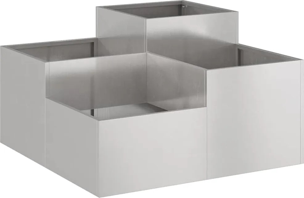 vidaXL Kerti cserép Ezüst 80 x 80 x 48 cm Rozsdamentes acél