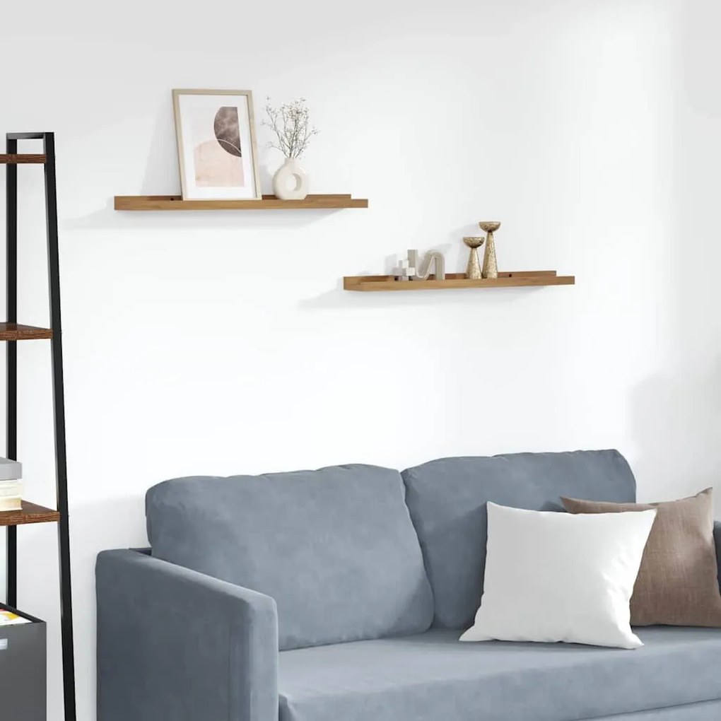 vidaXL Falpolc polcokkal tárolóval 2 pcs Barna 60 x 9 x 3 cm Faanyag