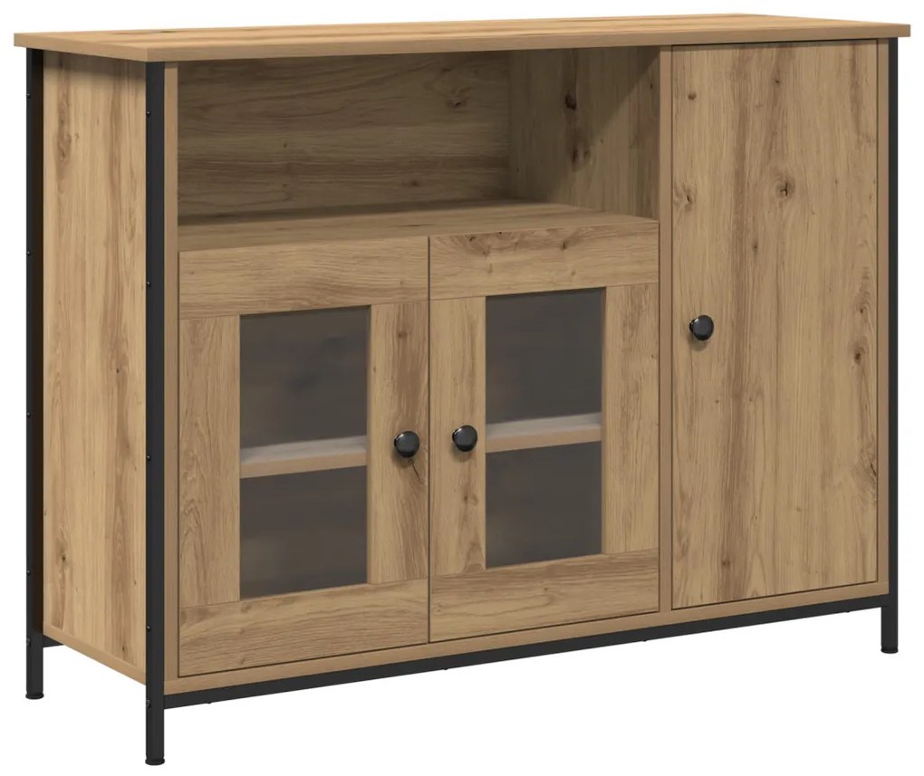 Oldalszekrény Kézműves Tölgy 100x35x75 cm Konstrukciós Fa