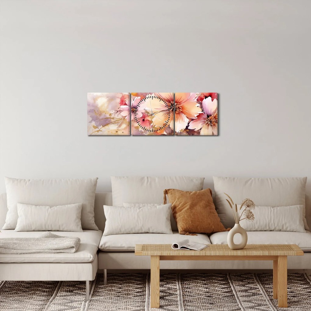 Kép - Virágok (órával) (90x30 cm)