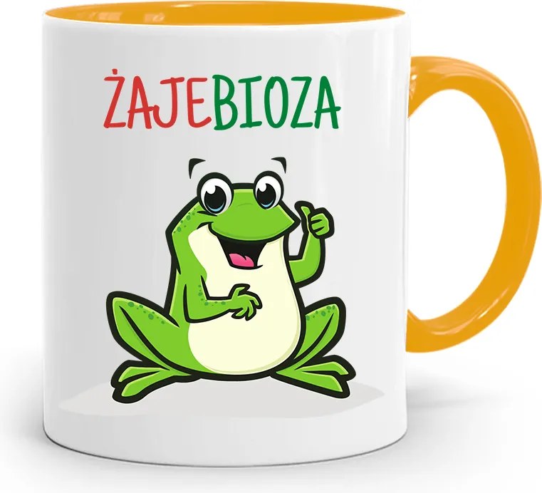 Sárga Bögre Vicces Béka Ajándék fényképes nyomtatással