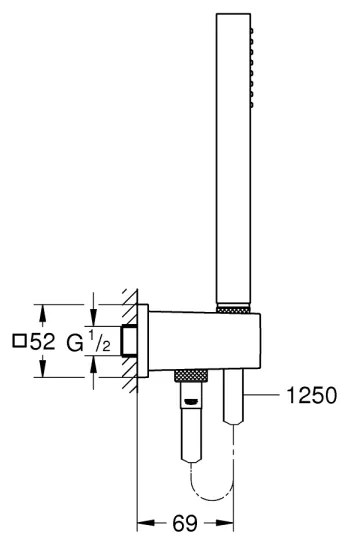 GROHE 26405000 - Szett fali tartóval EUPHORIA CUBE STICK 1250 mm fényes króm