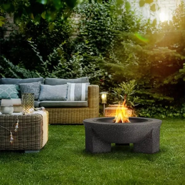 Hordozható tűzrakóhely rácssal 74x30 cm fekete/sötét gránit