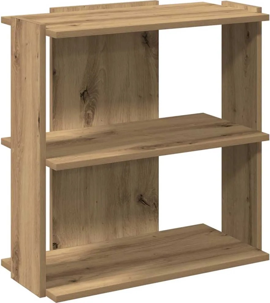 vidaXL 3 szintes kézműves tölgy szerelt fa könyvespolc 60 x 30 x 60 cm