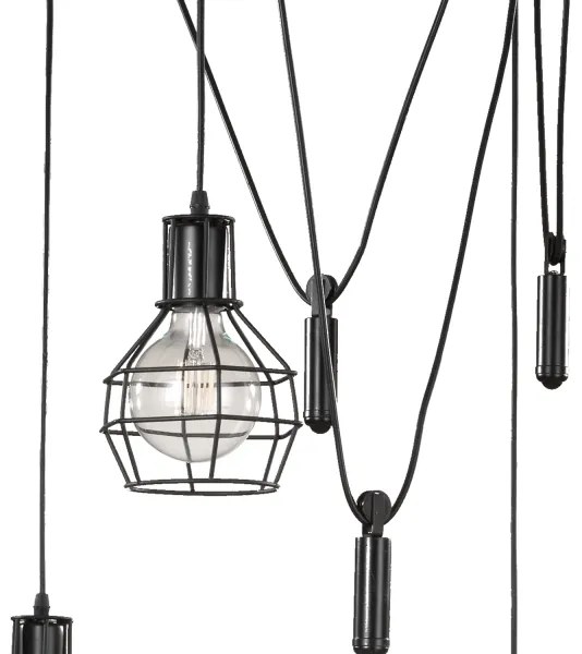 ONLI - Csillár zsinóron PÓK 5xE27/15W/230V pók fekete