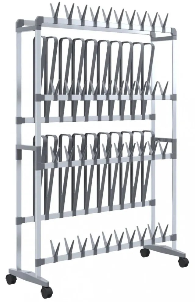 ezüst cipőtartó kerekekkel 89 x 27 x 120 cm