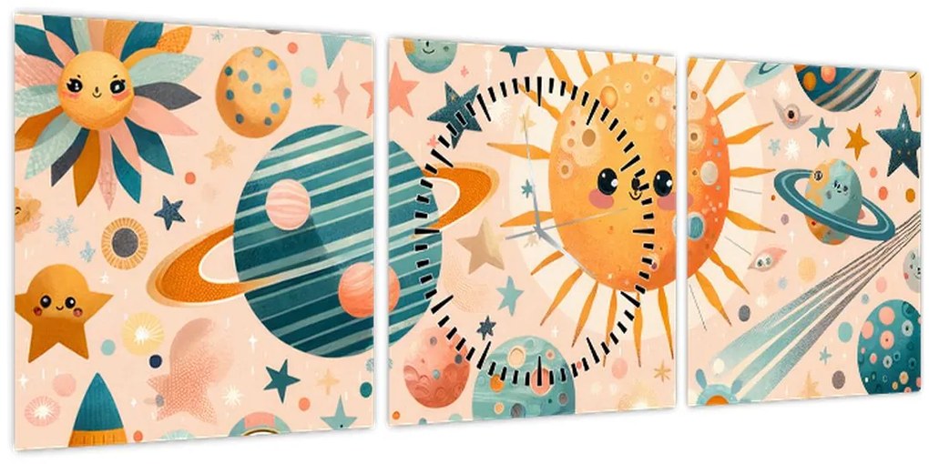 Kép - Darabok az űrből (órával) (90x30 cm)