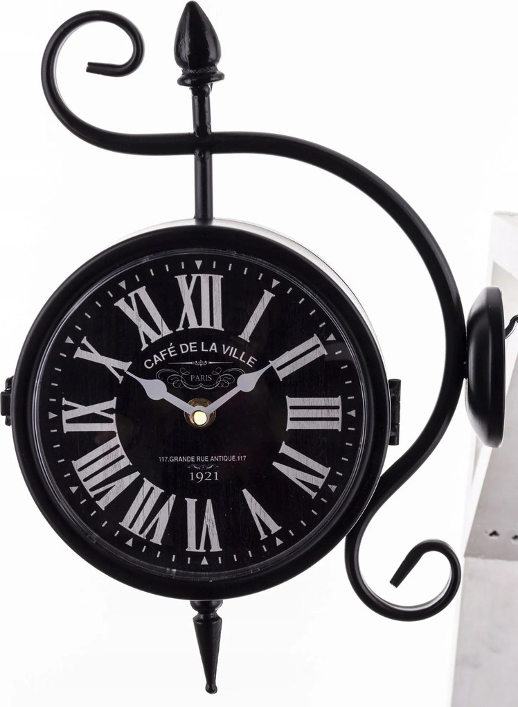 Kétoldalas falióra akasztós retro stílusban "Café de la Ville" dekoráció