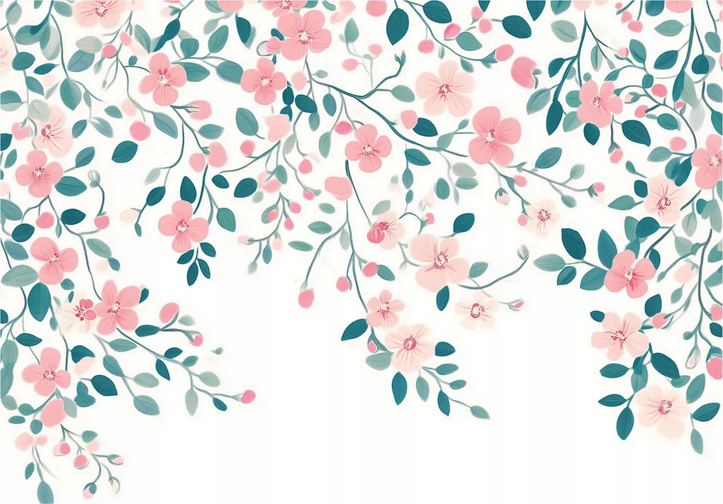 Fotótapéta Virágok Levelek Rózsaszín Hálószoba Nappali Tapéta Flizelina 350x250