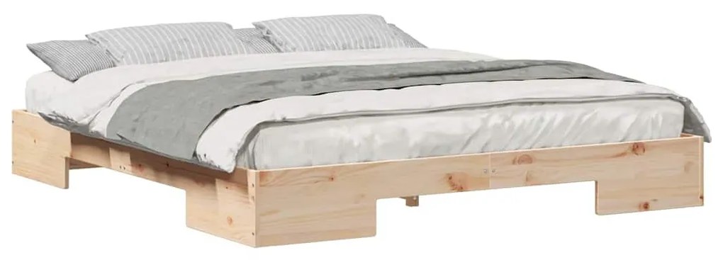 vidaXL Földi ágykeret tárolóval Barna 180 x 200 cm Tömör fenyőfa