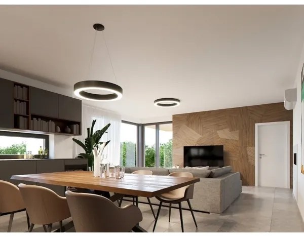 LED2 - LED Dimmelhető csillár zsinóron SATURN LED/50W/230V 3000K/4000K fekete