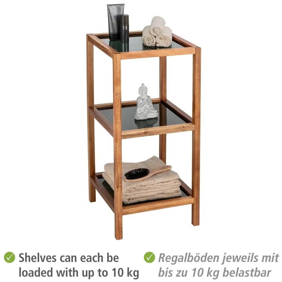 Fekete-natúr színű üveg fürdőszobai polcos állvány 36x79 cm Fondi – Wenko