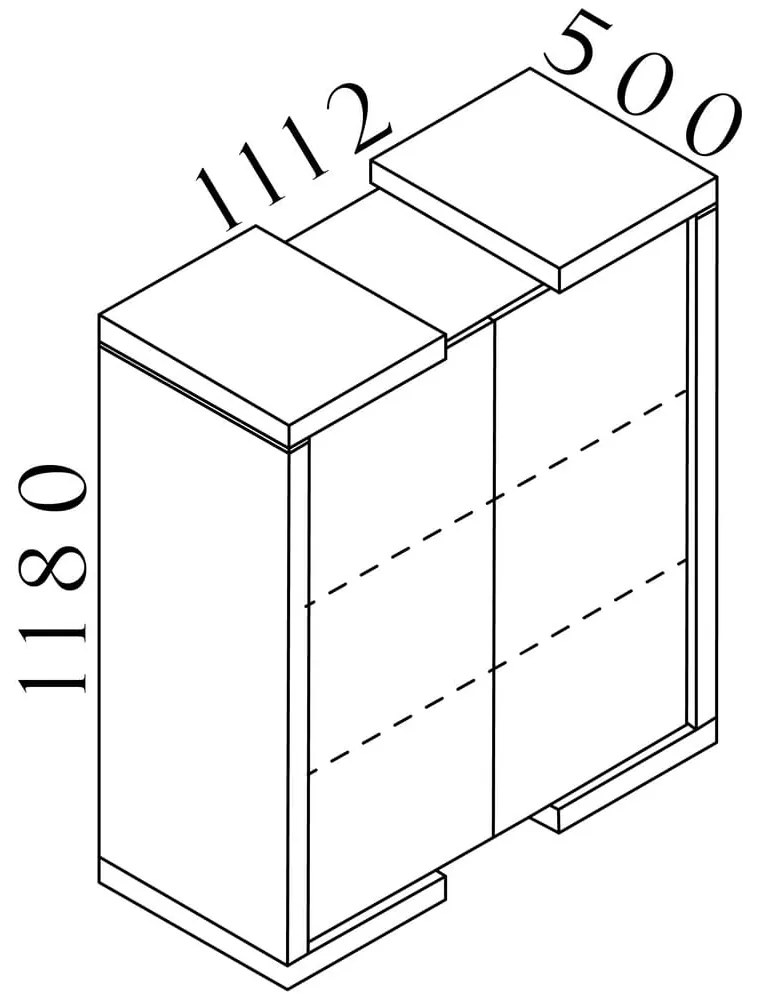 Lineart közepes méretű szekrény 111,2 x 50 x 118 cm, világos szilfa / fehér