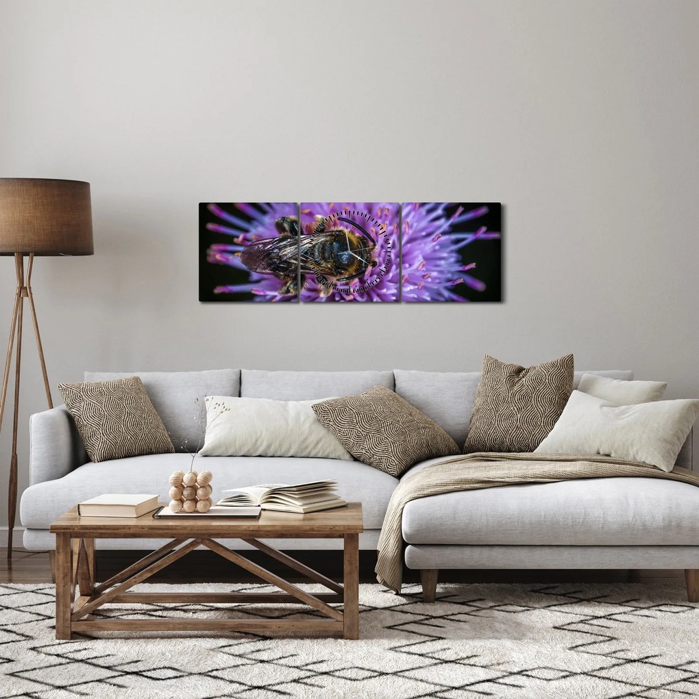 Méh a virágon képe (órával) (90x30 cm)