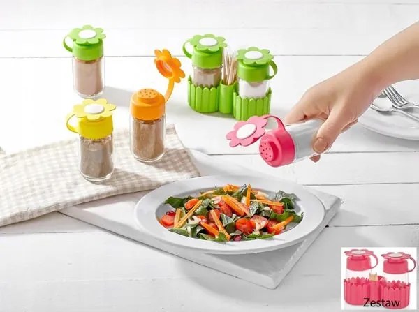 Virágmintás fűszertartók, 3 db-os szett