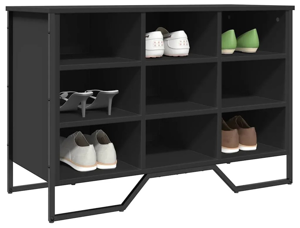 fekete szerelt fa cipőszekrény 90 x 38 x 61,5 cm