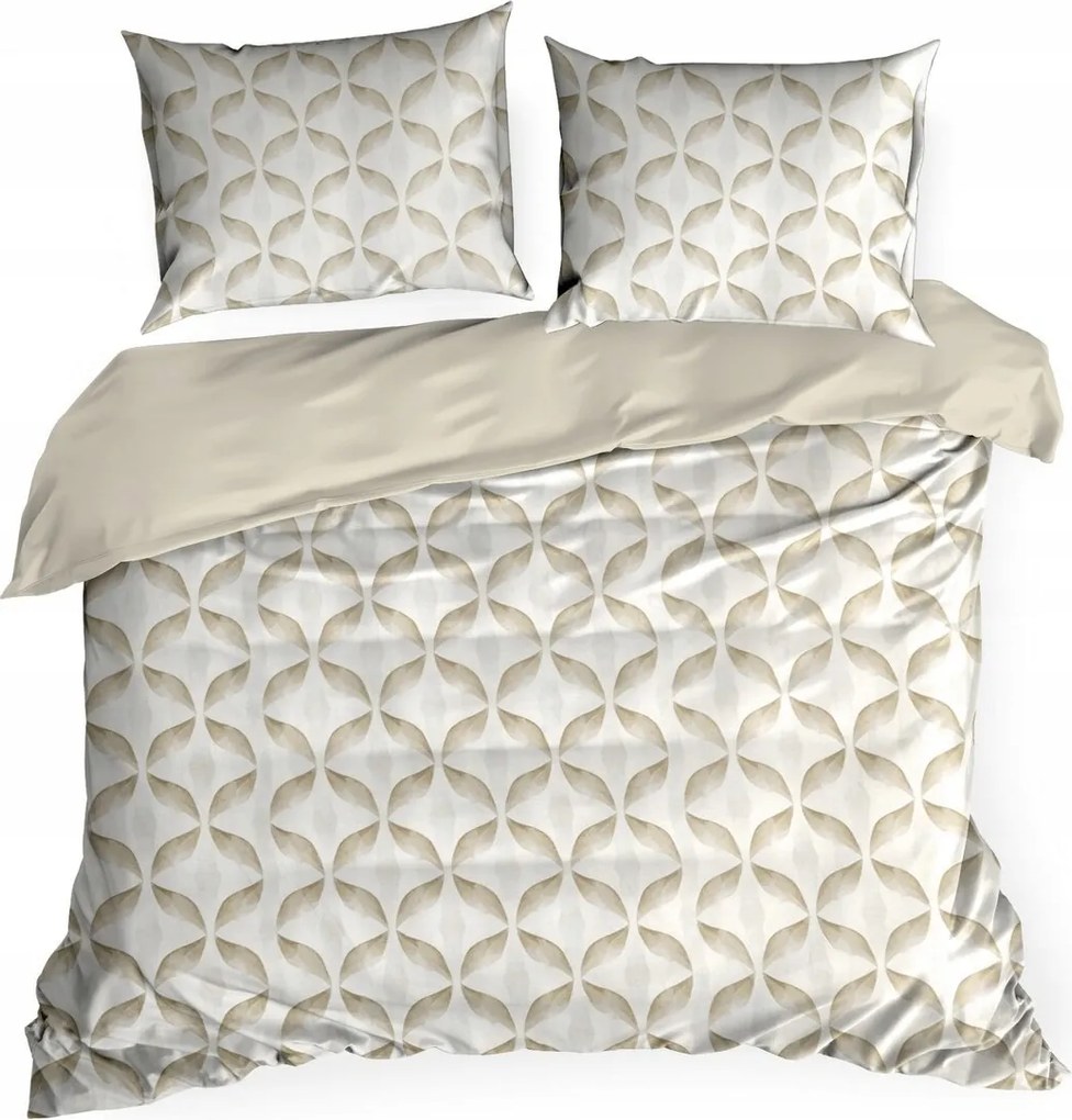 Szatén ágyneműhuzat 140x200 Geometrikus világos bézs/sötét bézs