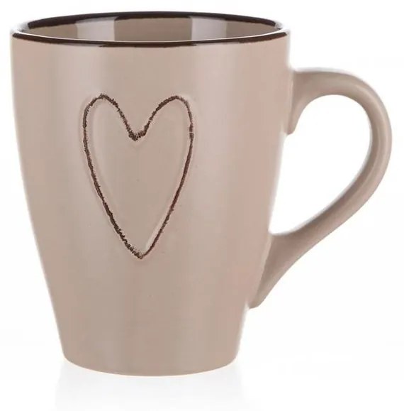 Banquet HEART kerámiabögre 310 ml, 6 db, bézs